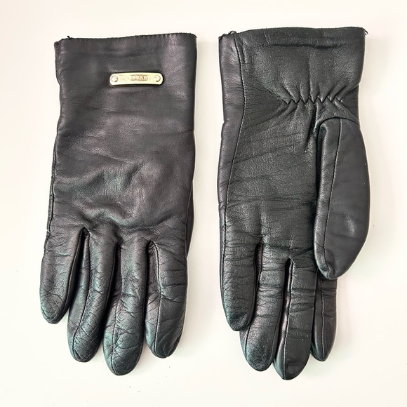 BURBERRY Authentic Women's 100% Sheep Leather Gloves Lined 6 1/2 - Picture 9 of 12